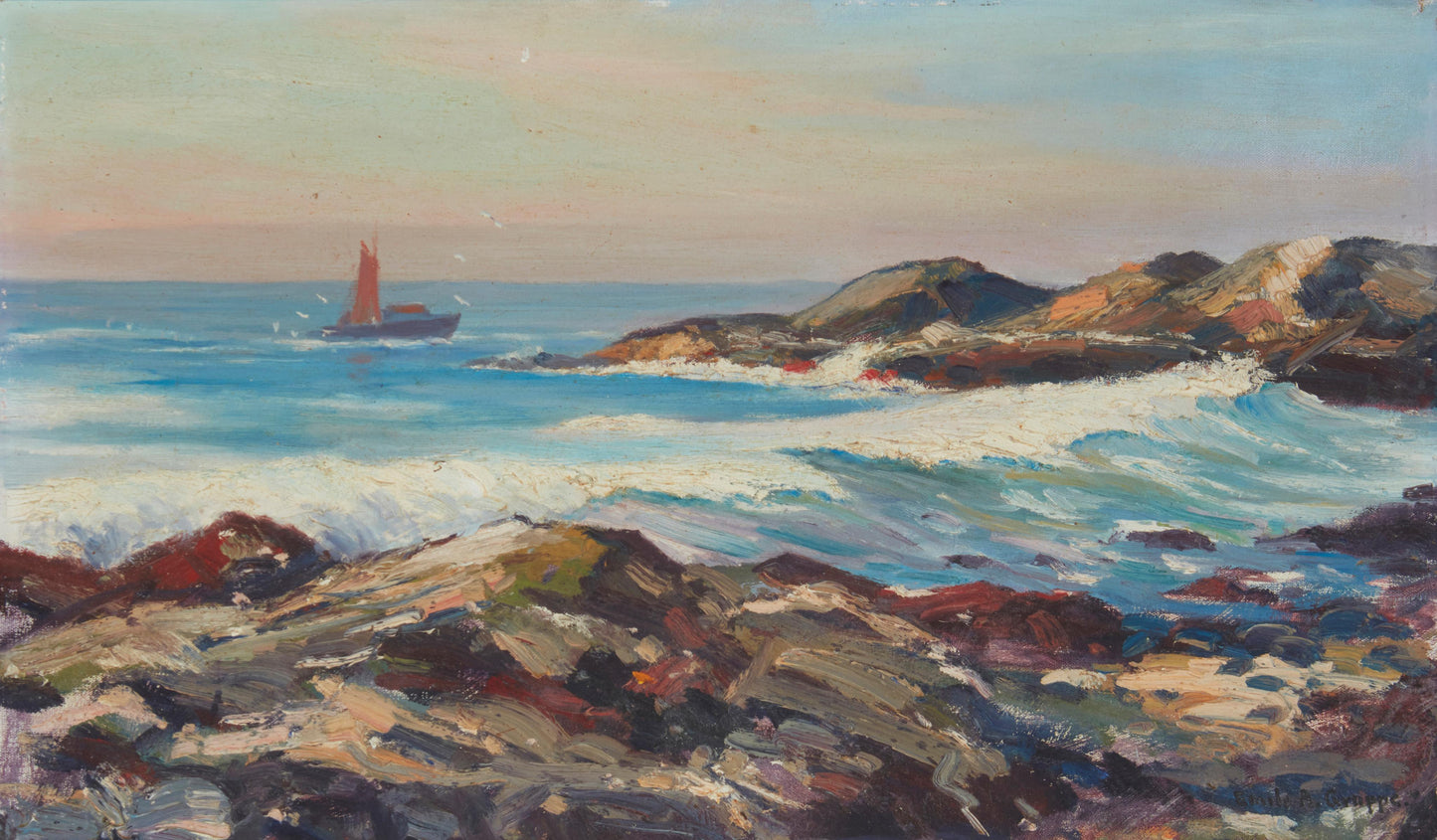 Emile Albert Gruppe - A Boat Near A Rocky Coast 18" x 30.5"