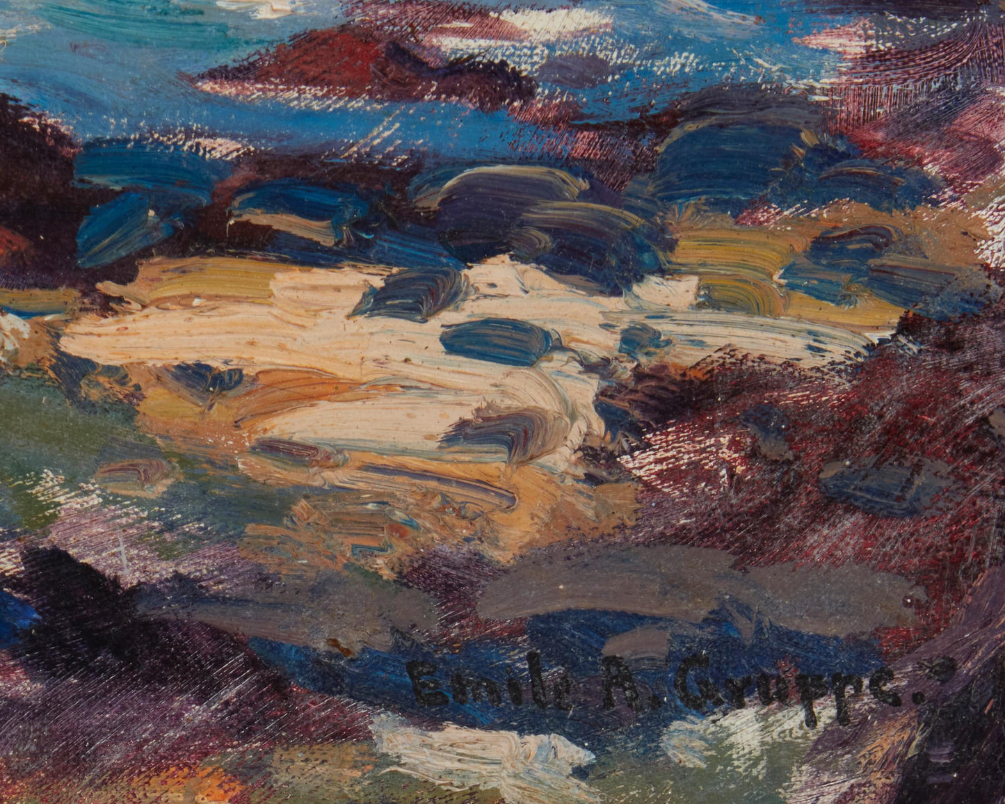 Emile Albert Gruppe - A Boat Near A Rocky Coast 18" x 30.5"