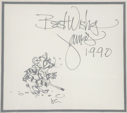 James Christensen - Blind Mouse, Best Wishes 1990 3.5" x 3.5"