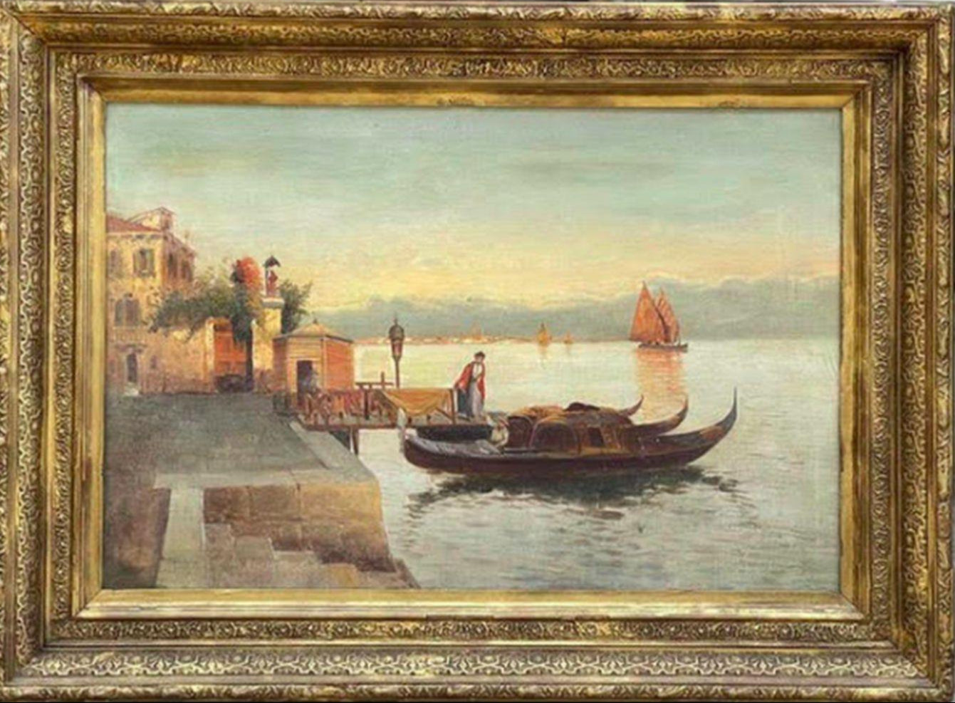 Antoine (Marc Aldine) Bouvard Sr. - Untitled (Boat in Canal) 20" x 30"