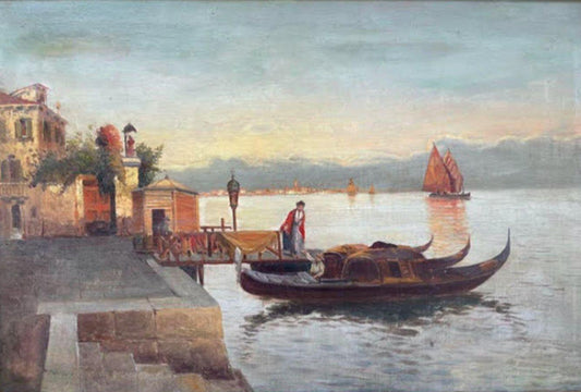 Antoine (Marc Aldine) Bouvard Sr. - Untitled (Boat in Canal) 20" x 30"