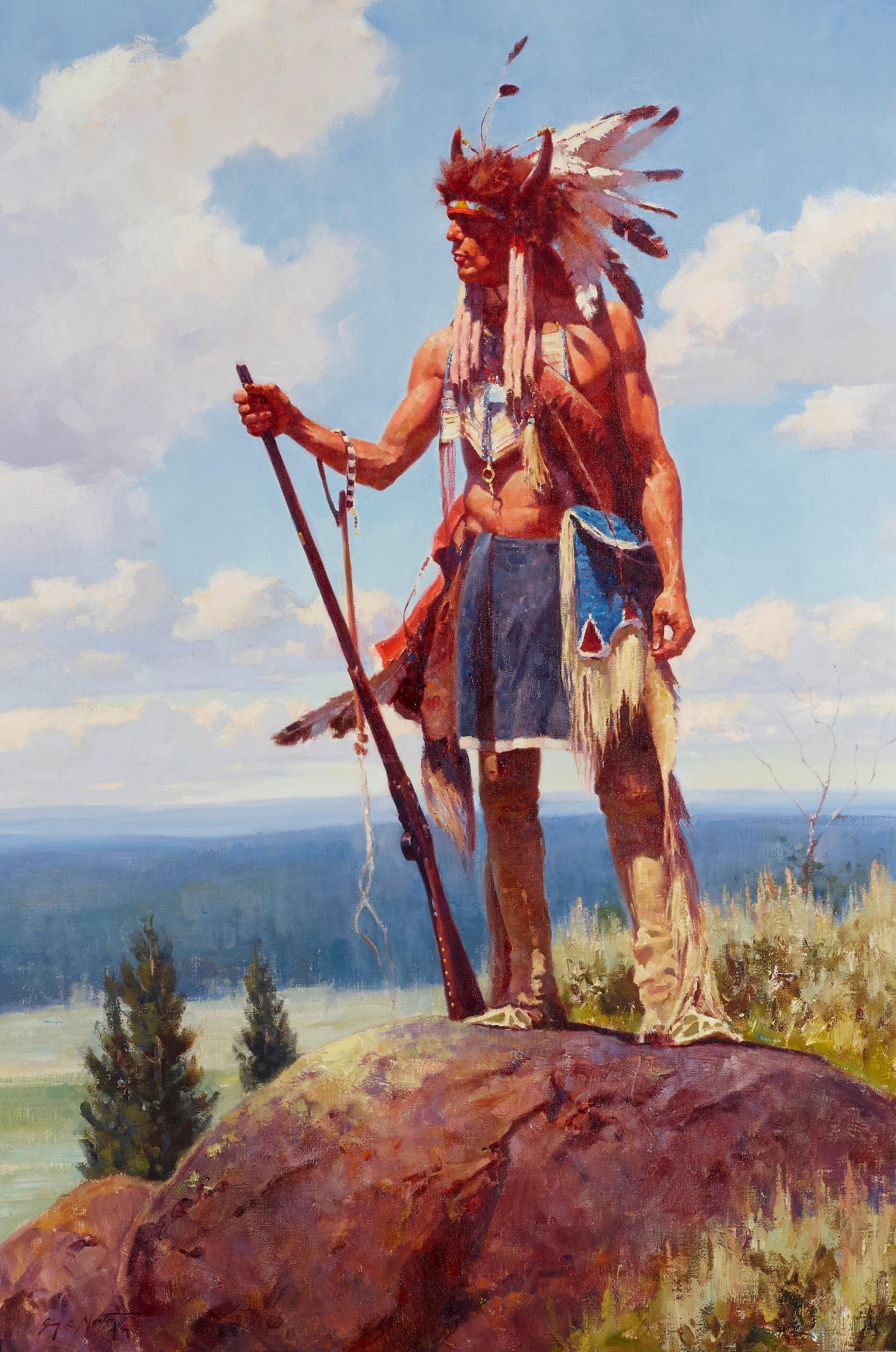 Jim Norton - Buffalo War Bonnet 2001 36" x 24"