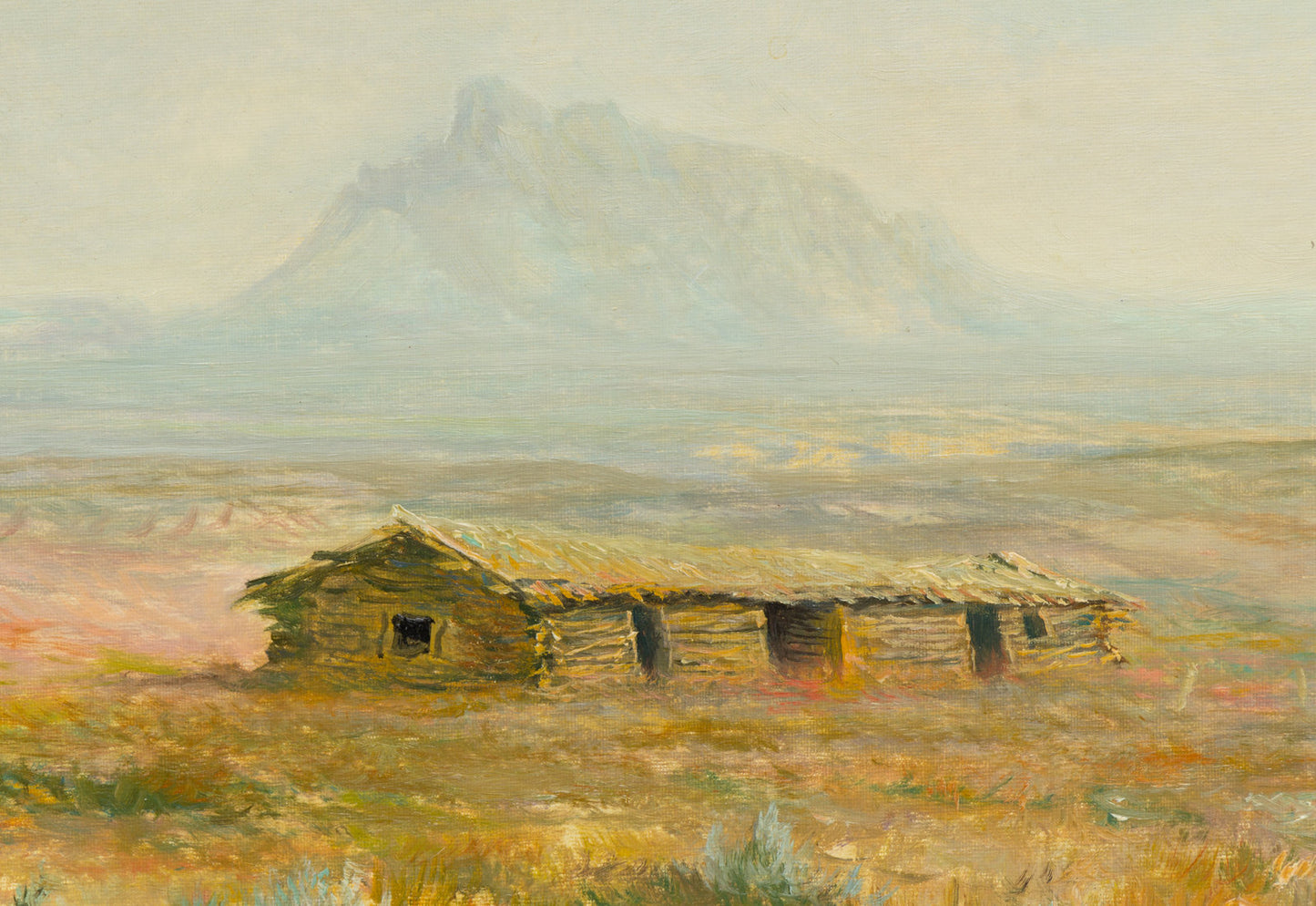 William Standing - Cabin on the Prairie 12.5" x 16"