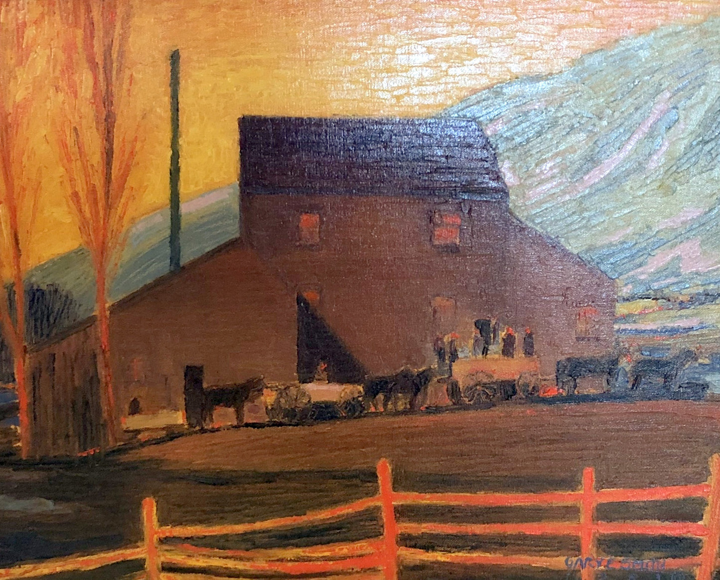 Gary Ernest Smith - End of Day (Red Barn) 16" x 20"