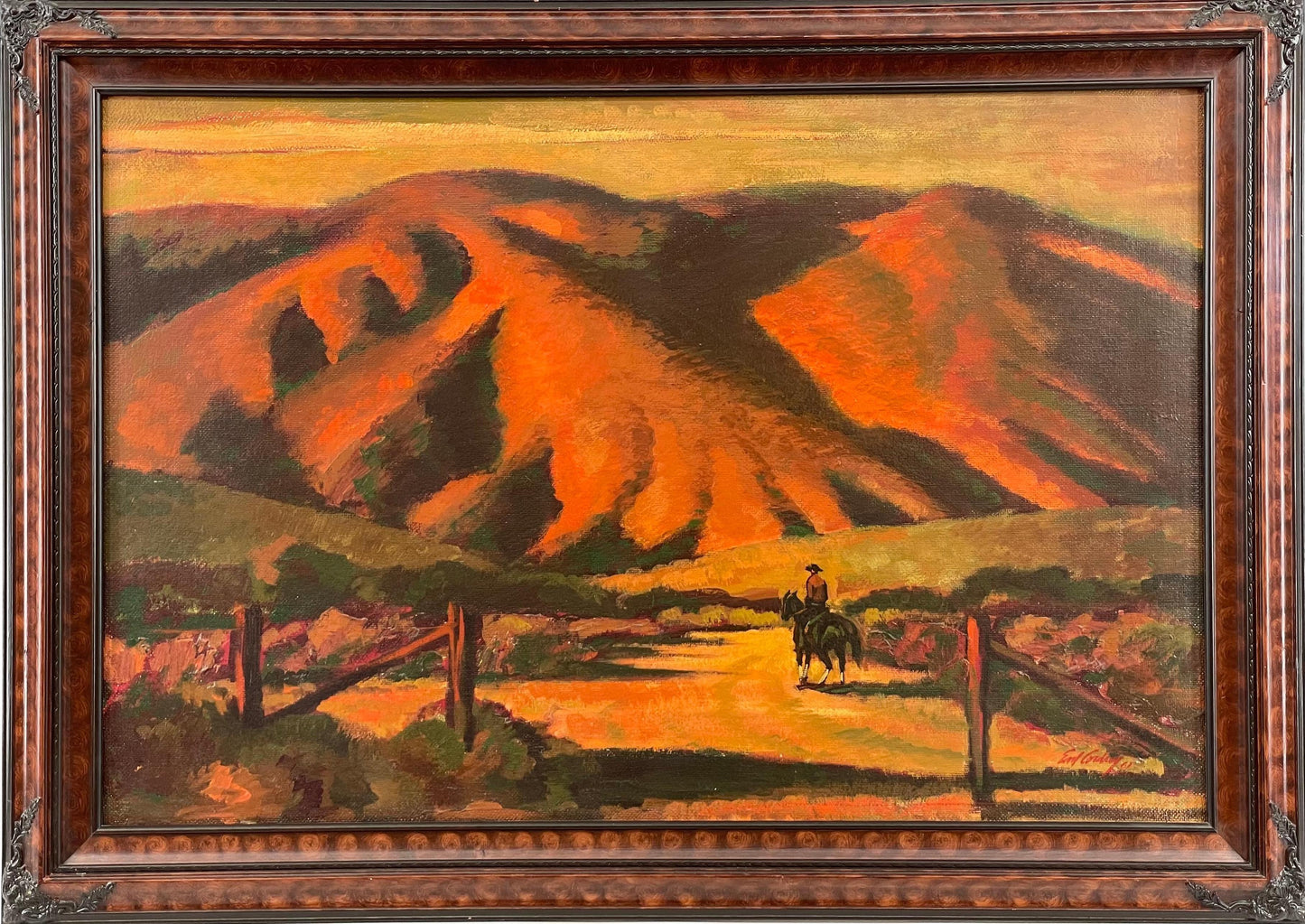 Earl Somers Cordrey - Horse and Rider 1961 24” x 36”