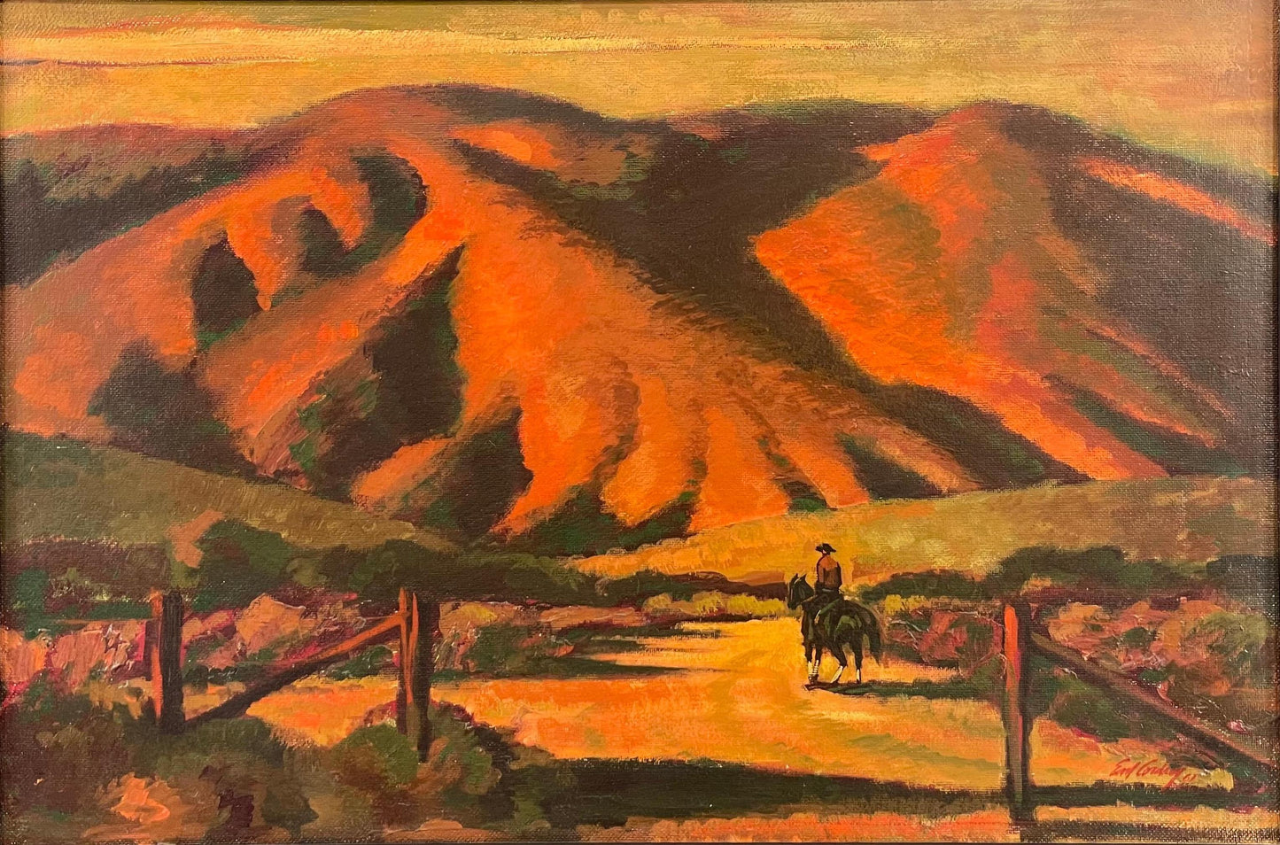 Earl Somers Cordrey - Horse and Rider 1961 24” x 36”