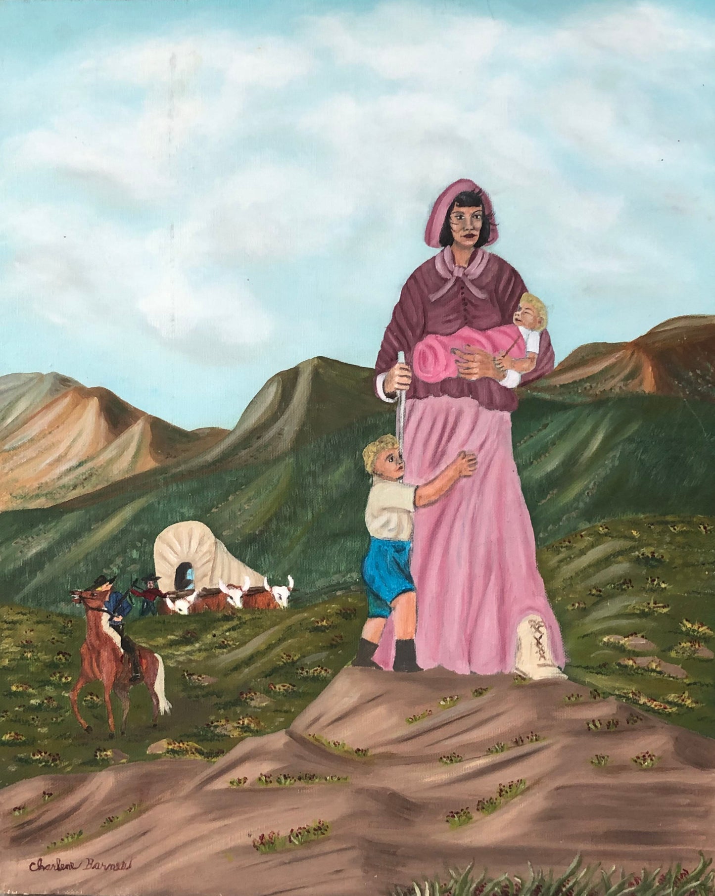 Charlene Barnes - Mormon Family Settling the West 20" x 16"