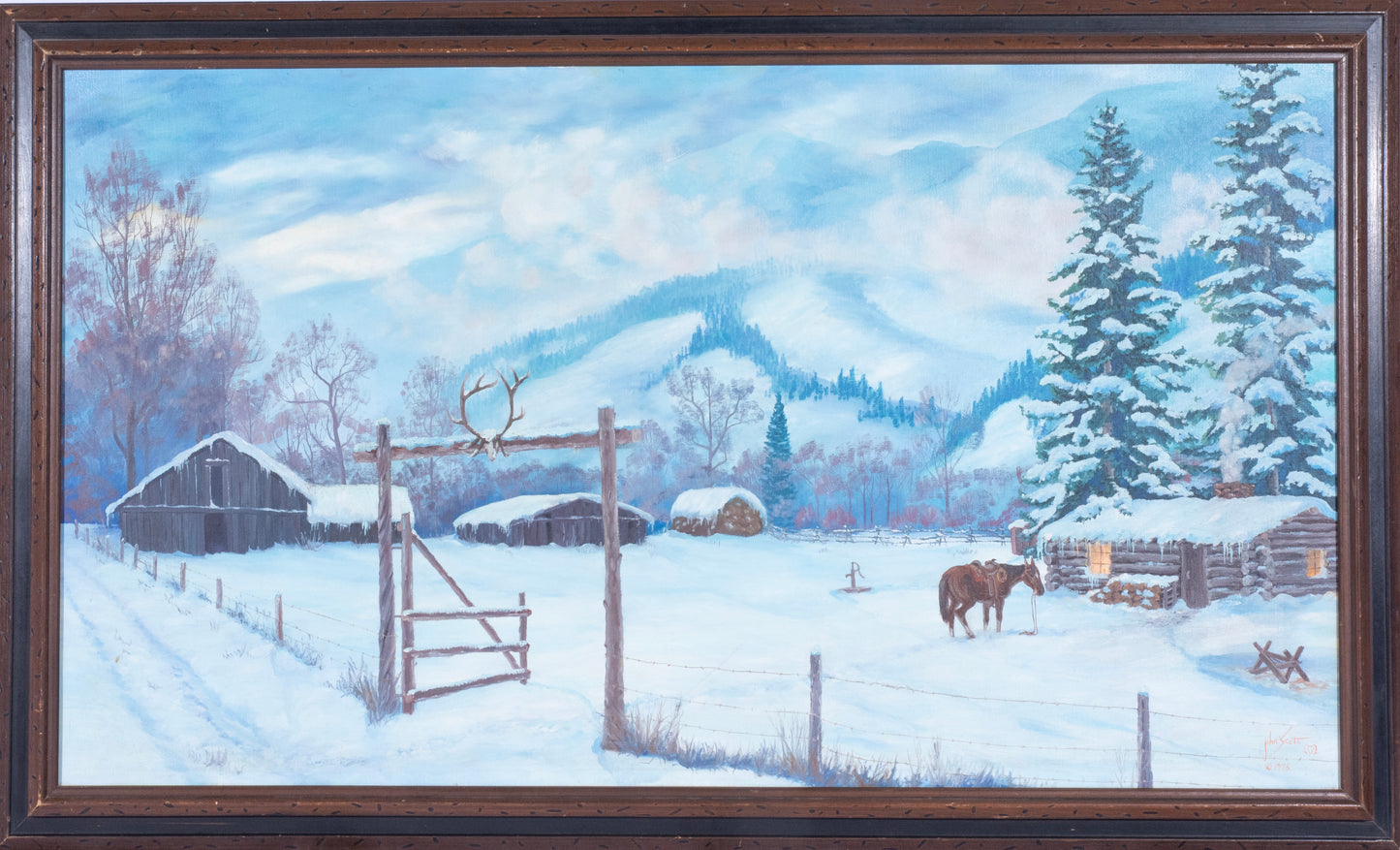 John J. Scott - Snowy Ranch 1976 24.7 x 43.625"