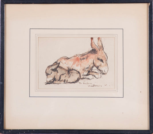 Mahonri Mackintosh Young - Donkey and Her Offspring 4.5" x 6.5"