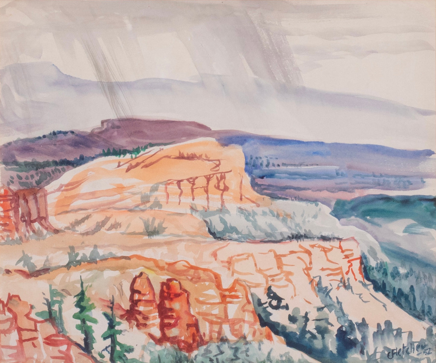 Calvin Fletcher - Southern Utah Cliffs 1952 14" x 17"