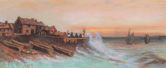 Mahonri Mackintosh Young - Harbor at Sunset 1907 5.5" x 13.25"