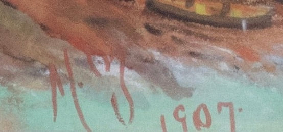 Mahonri Mackintosh Young - Harbor at Sunset 1907 5.5" x 13.25"