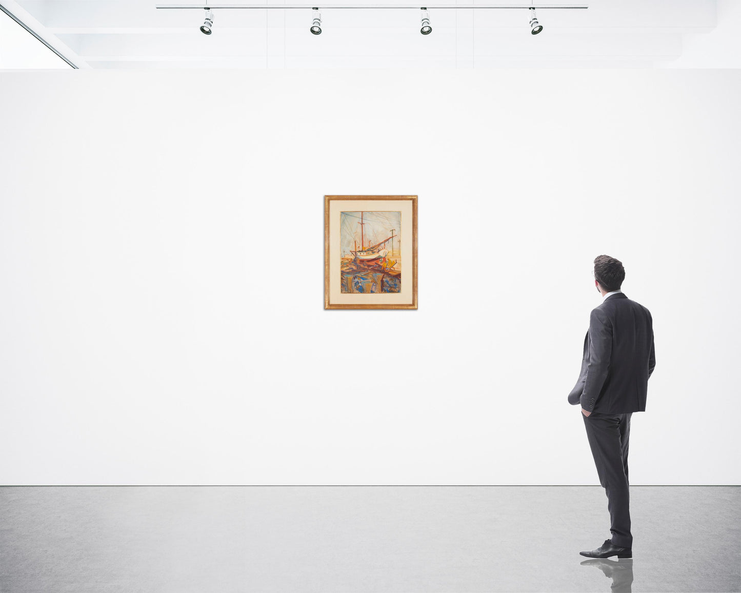 Emil Kosa - Sailboat in Drydock 1932 19.5" x 14.25"