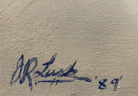 J.R. Lusk - Snowy Cabin 1989 29.5" x 39.5"