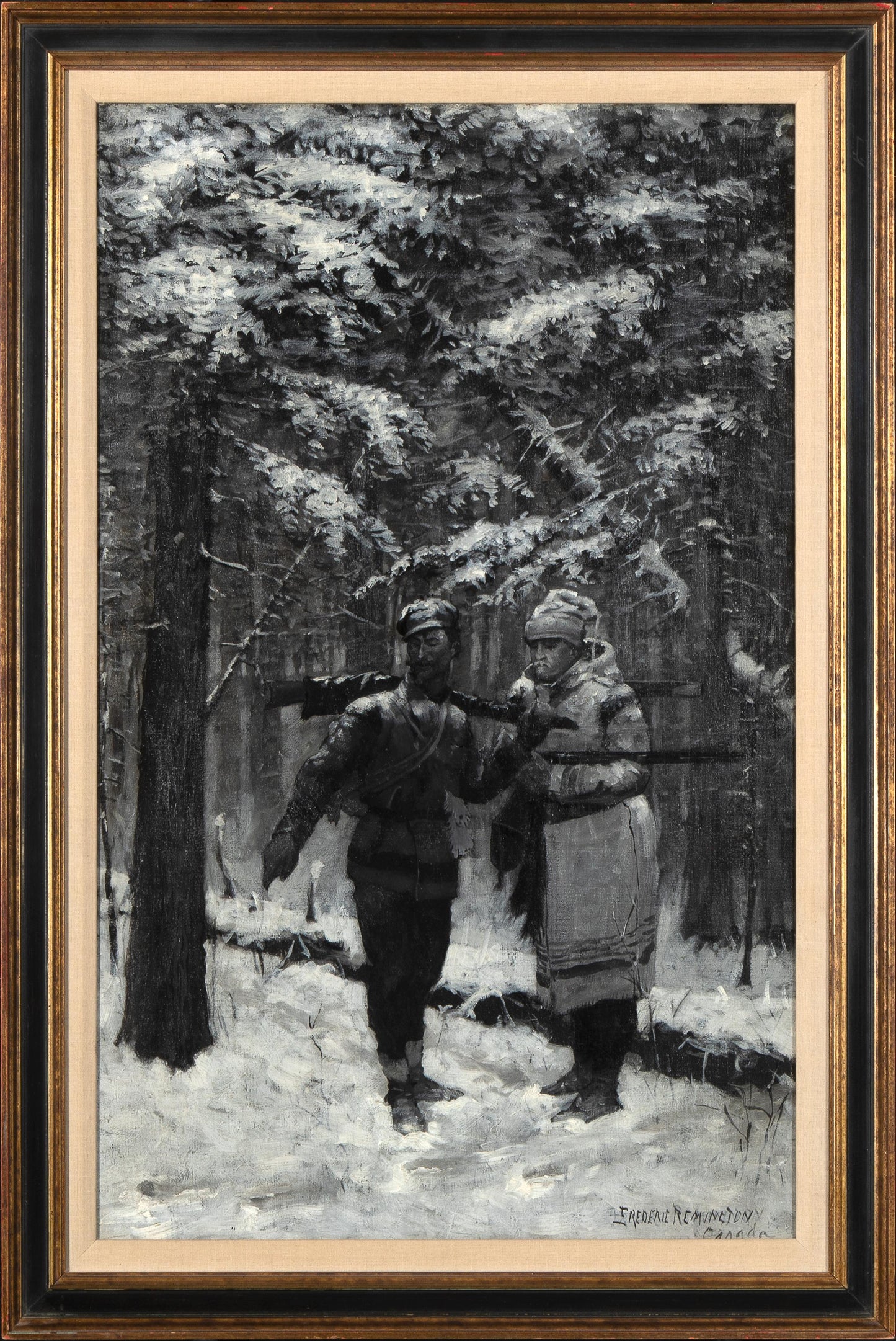 Frederic Remington - The Track in the Winter Forest 30.875" x 19.5"