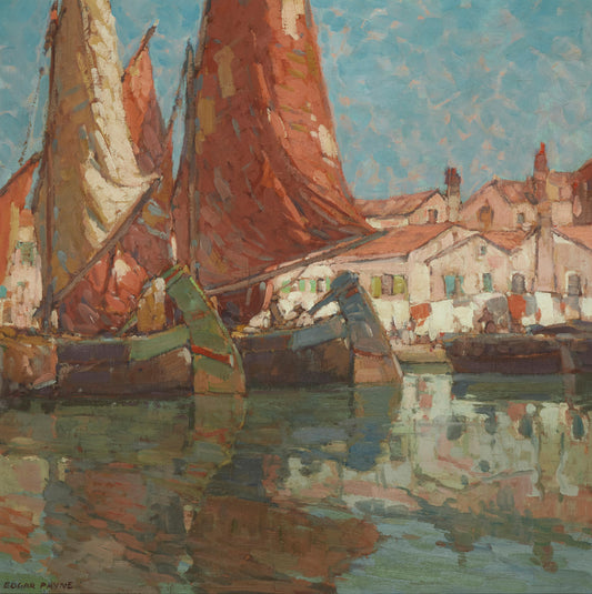 Edgar Alwin Payne - The Water Front, Sottomarina, Italy 29" x 29"