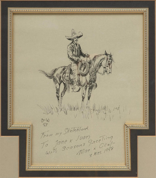 Olaf Carl Wieghorst - A Vacquero on Horseback 1958 8" x 7"