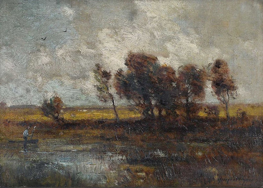 Guy Carleton Wiggins - Untitled (Landscape with Boat) 10" x 14"