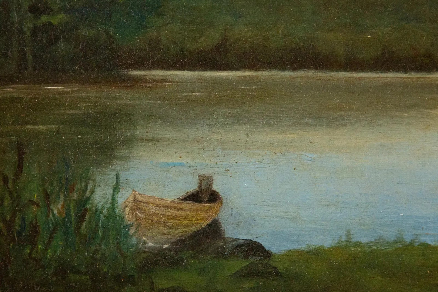 Thomas Worthington Whittredge - Untitled (River Scene) 8" x 15"