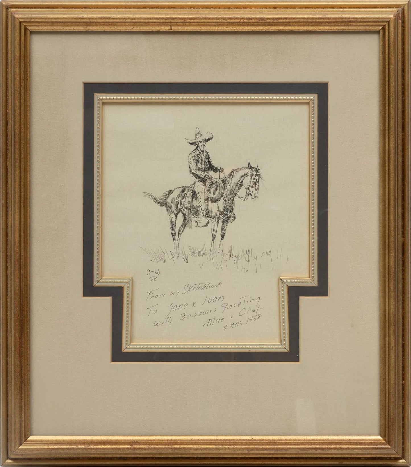 Olaf Carl Wieghorst - A Vacquero on Horseback 1958 8" x 7"