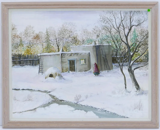 Alfreda Beartrack-Algeo - Winter Adobe 32" x 40"
