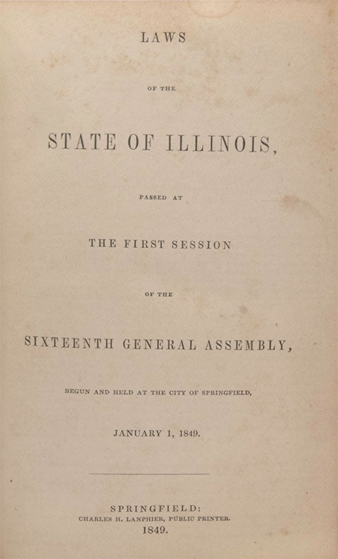 Government - Laws of the State of Illinois - 1841 & 1849 - Founding Records of Nauvoo