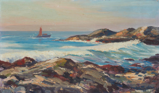 Emile Albert Gruppe - A Boat Near A Rocky Coast 18" x 30.5"