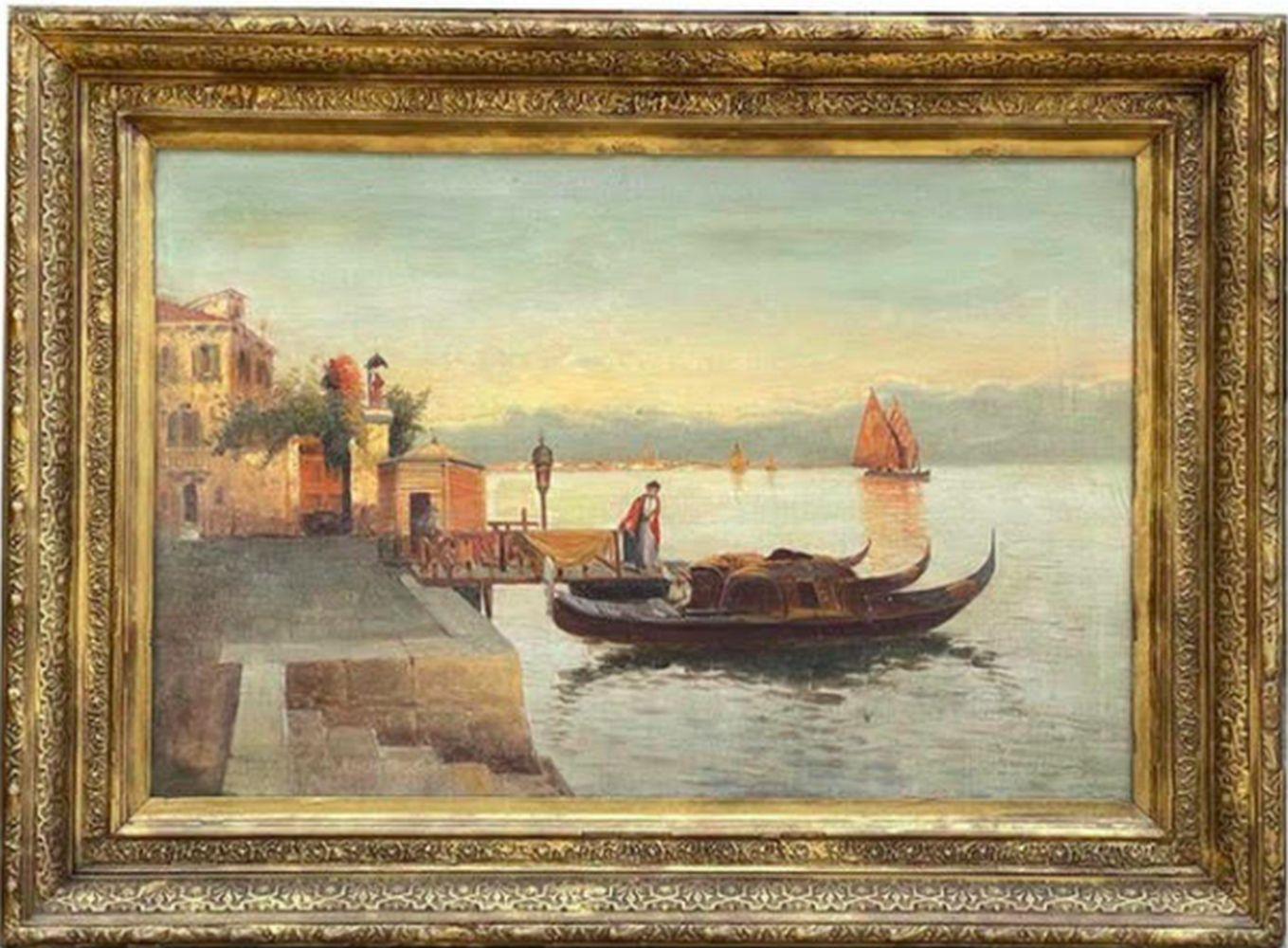 Antoine (Marc Aldine) Bouvard Sr. - Untitled (Boat in Canal) 20" x 30"