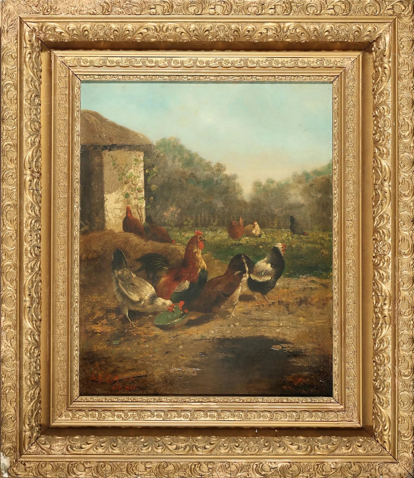 Arthur Fitzwilliam Tait - Farmyard Scene 1886 21" x 17"