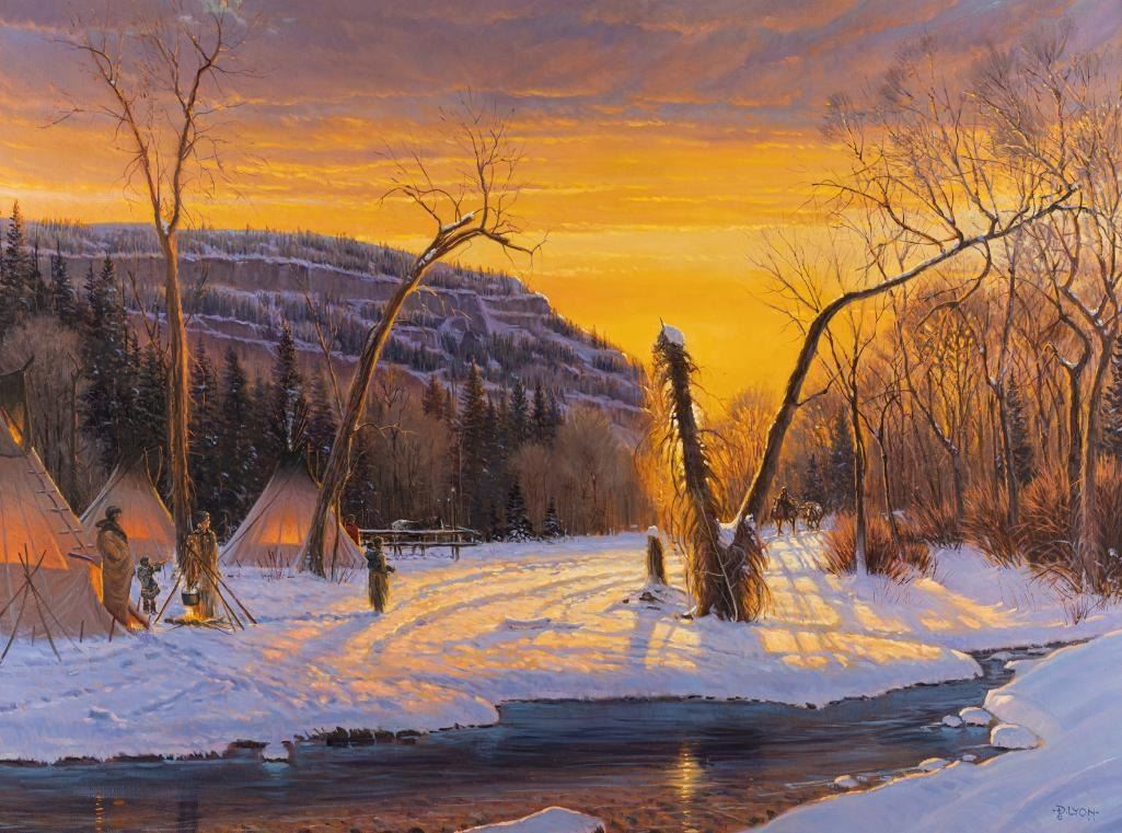 Dustin Lyon - Glowing Teepee Sunset 36" x 48"