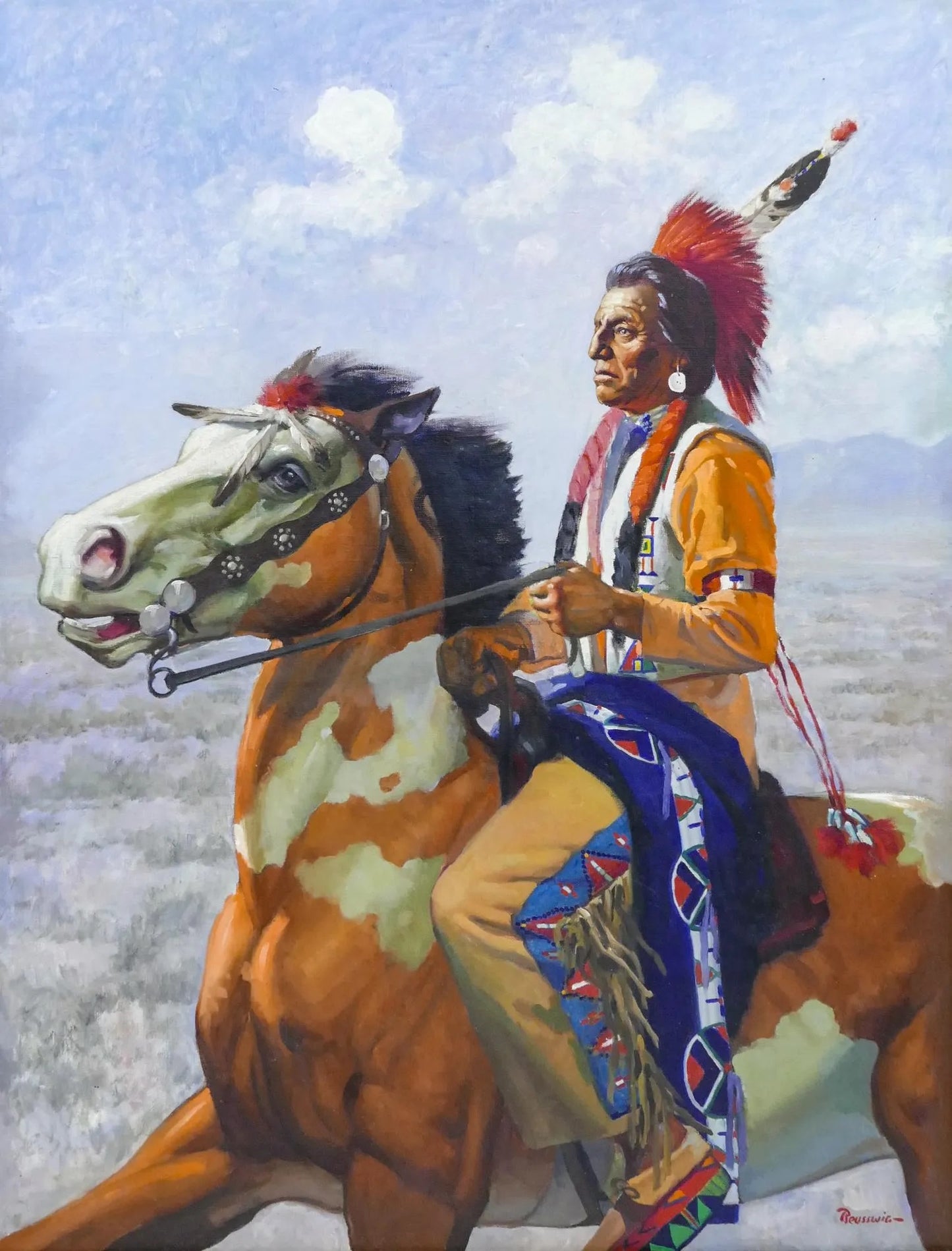 William Reusswig - Indian on Horseback 40" x 30"
