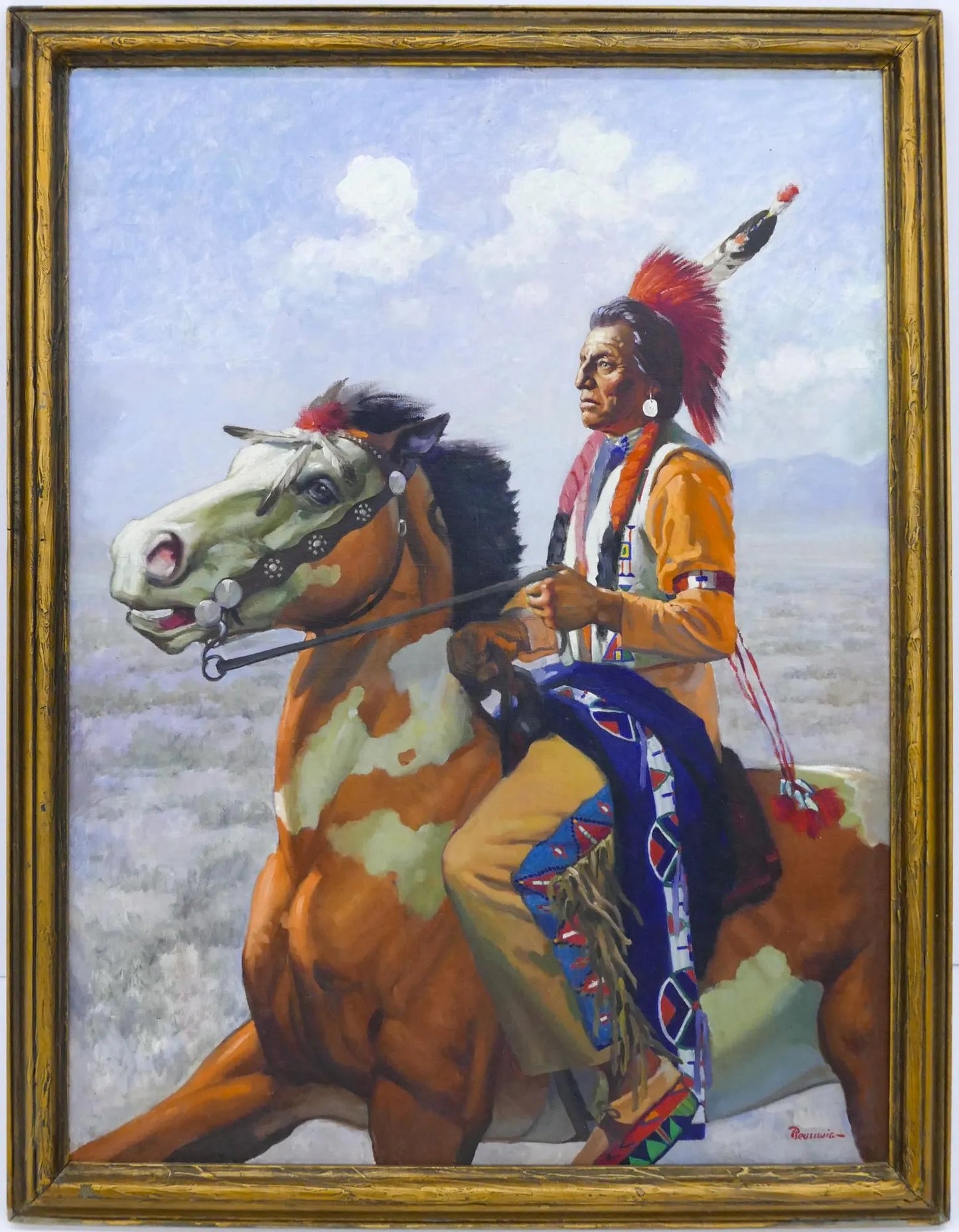 William Reusswig - Indian on Horseback 40" x 30"