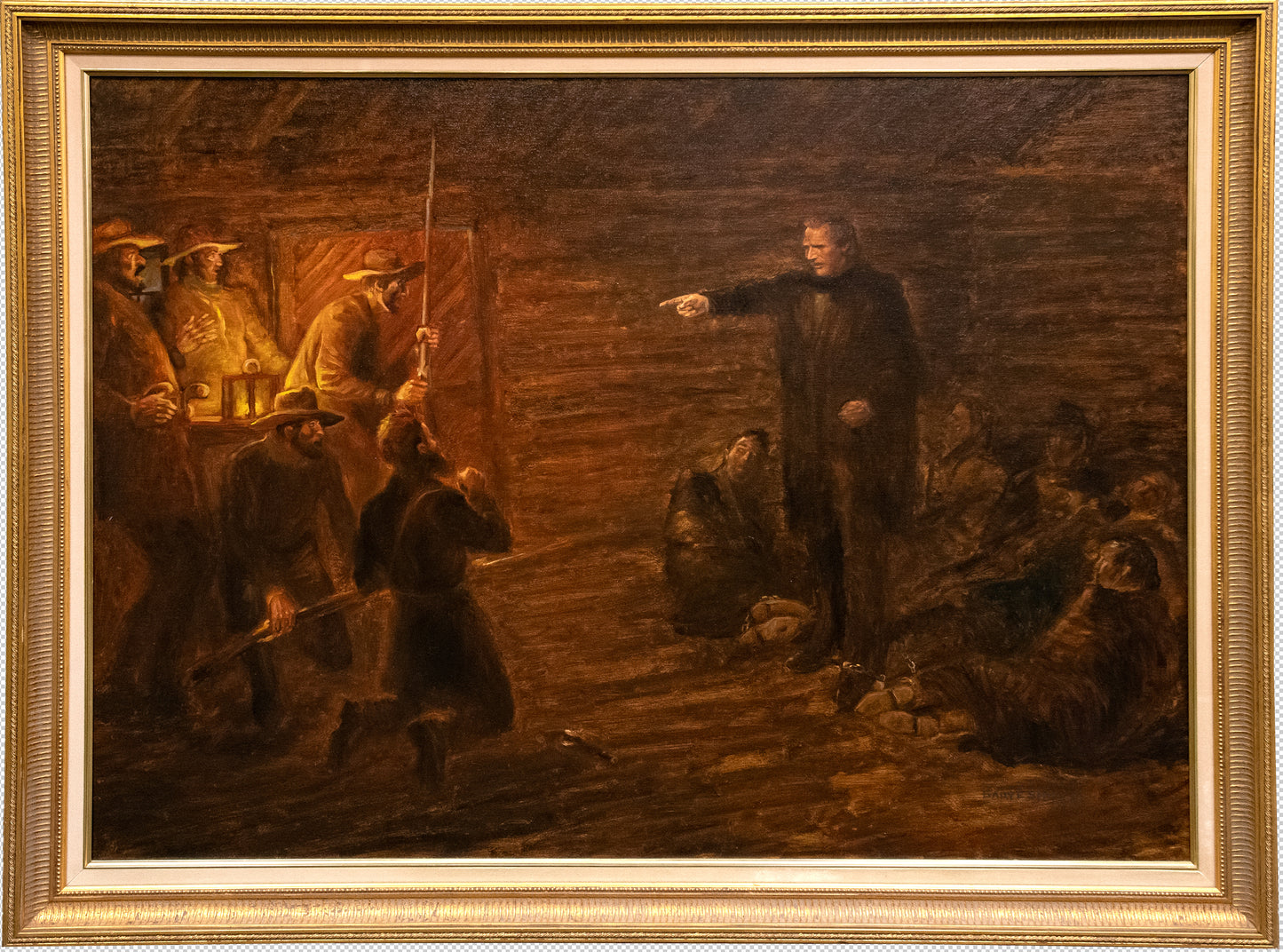 Gary Ernest Smith - Joseph Smith Chastising the Guards at Richmond Jail 35" x 47"