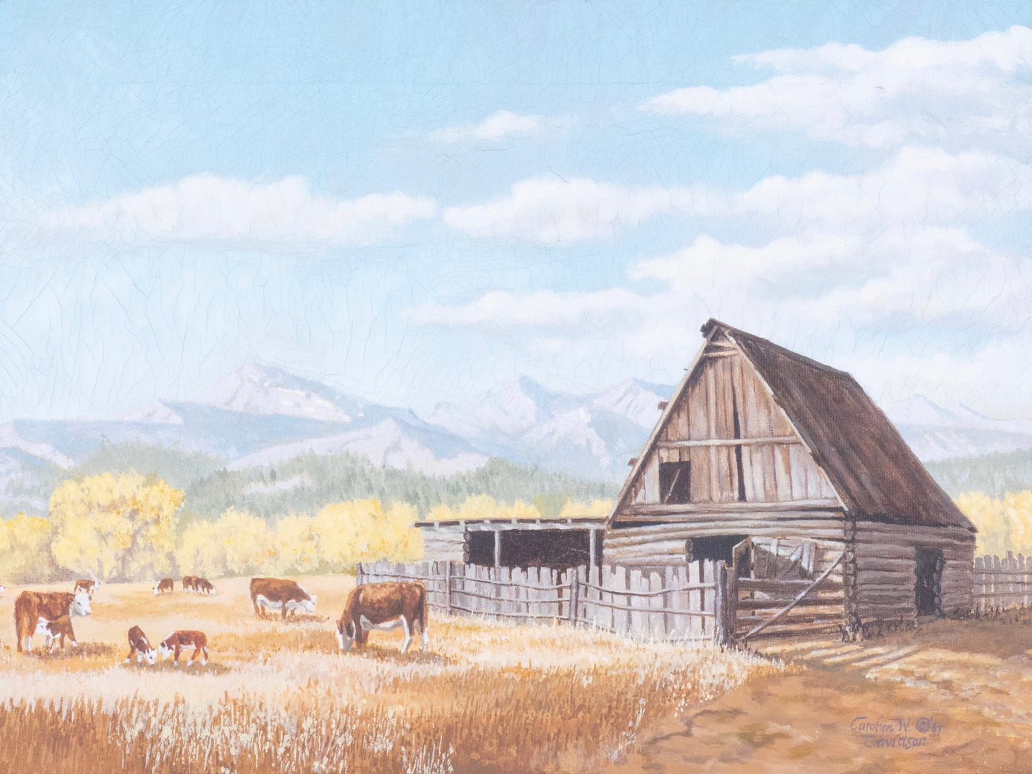 Carolyn W. Davidson - Cow Barn 1987 16" x 12"