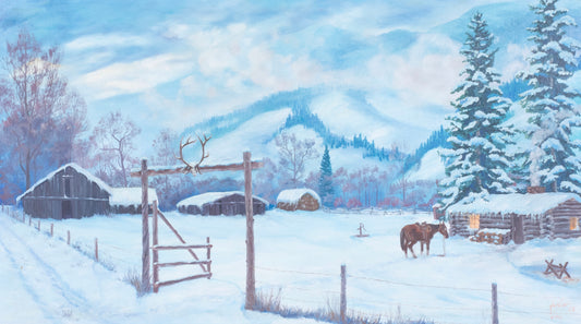 John J. Scott - Snowy Ranch 1976 24.7 x 43.625"
