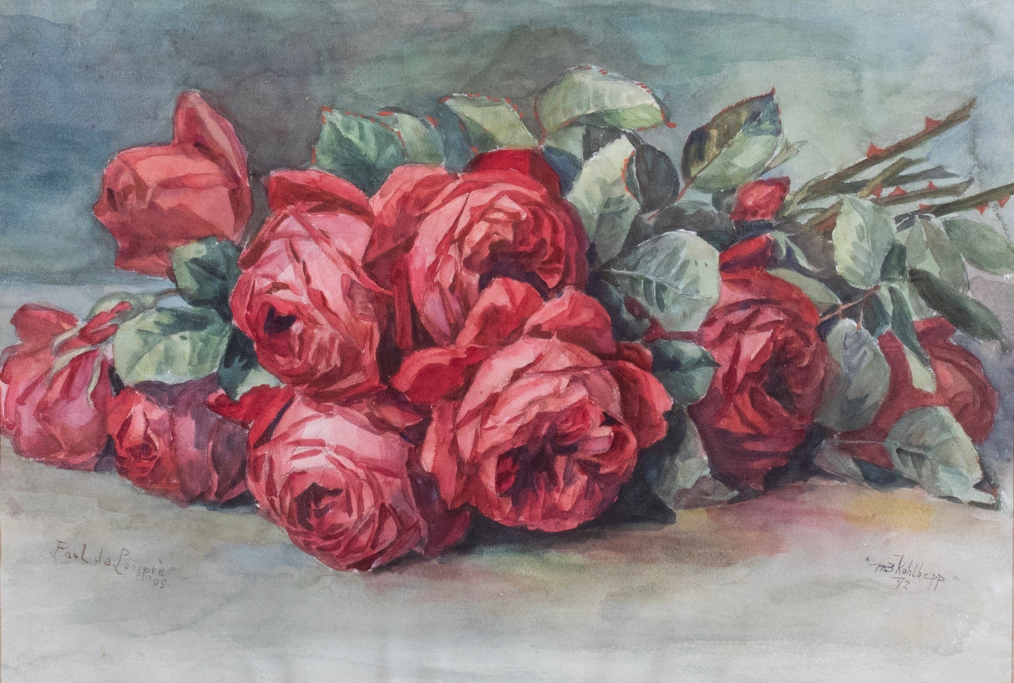 Minerva Teichert - Bouquet of Roses 1912 16" x 20"
