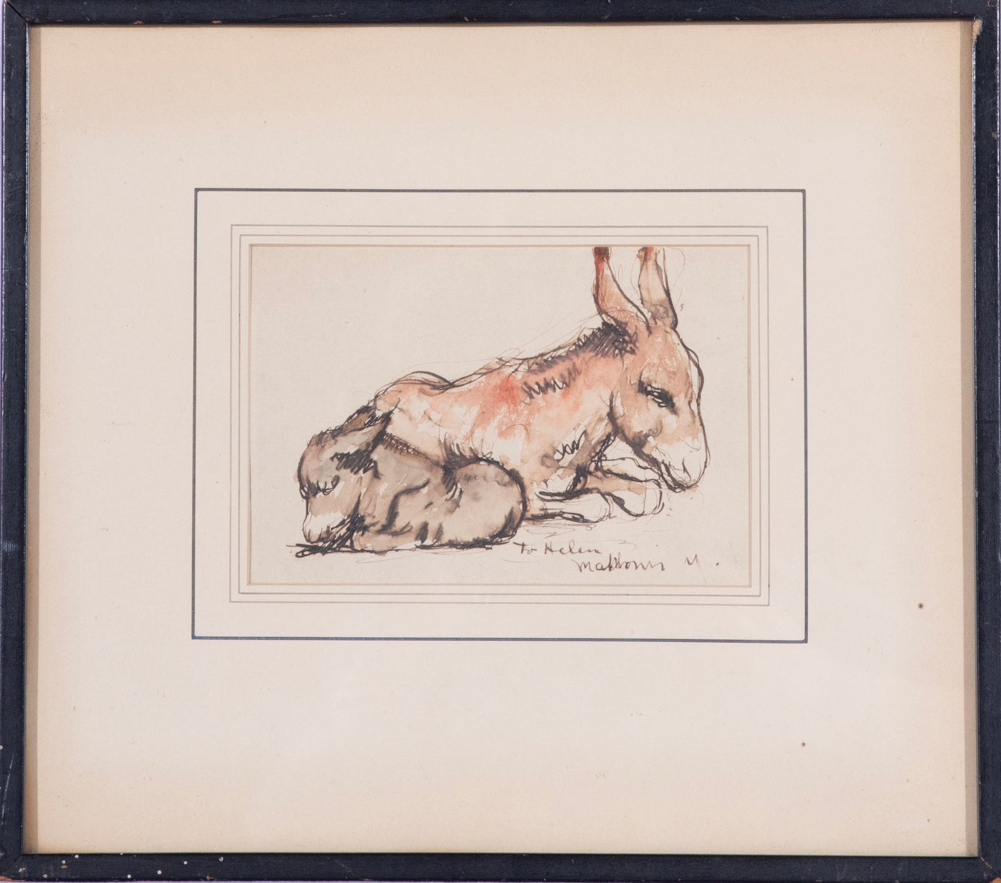 Mahonri Mackintosh Young - Donkey and Her Offspring 4.5" x 6.5"