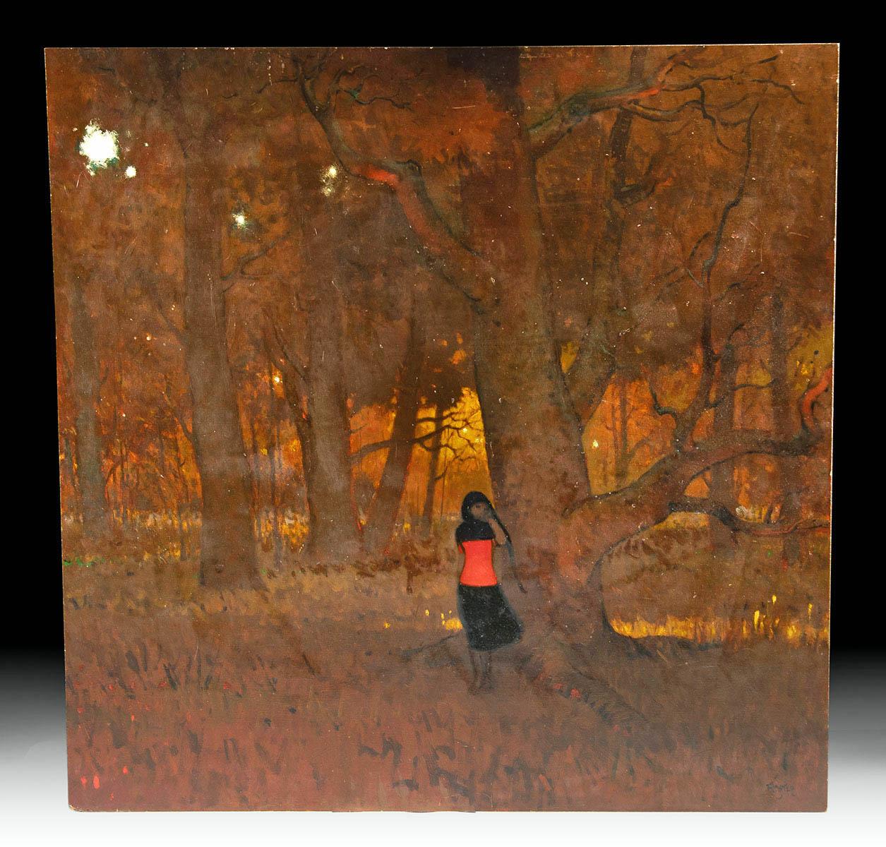 Paul Peter Forster - Red Dress in the Forest 48” x 48"
