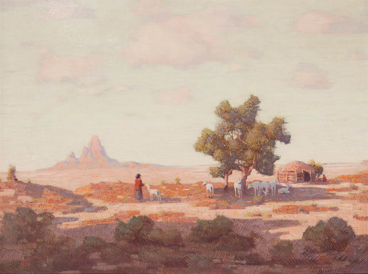 Conrad Buff - Southwest Landscape with Figures and Sheep 18” x 24”