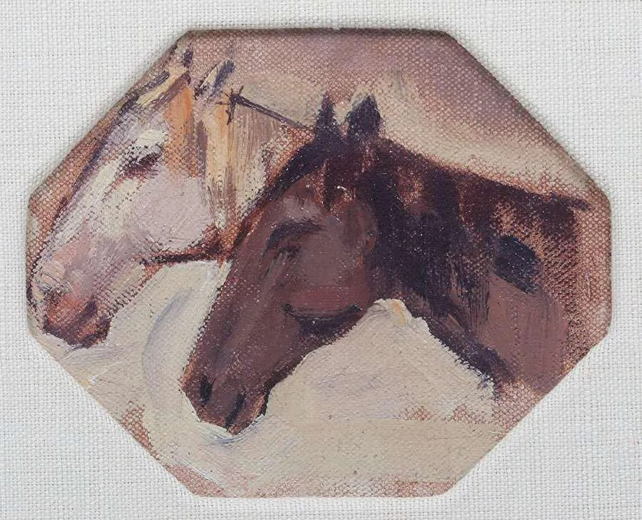 Edgar Alwin Payne - Squaw C. Indian Ponies, c. 1910 4.25" x 5.25"