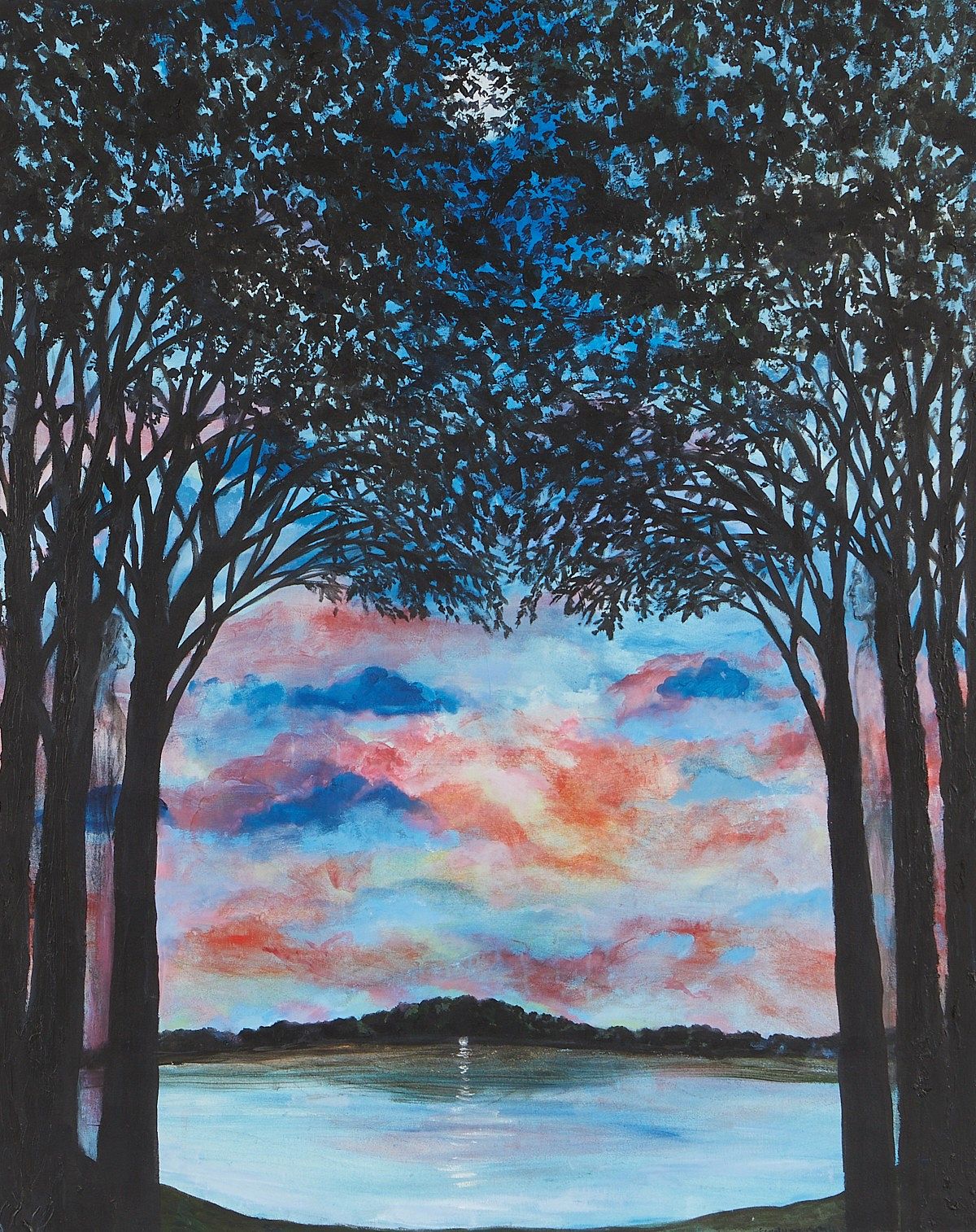 Georgiana Kettler - Sunset Over Lake Arbor 1985 84" x 48"