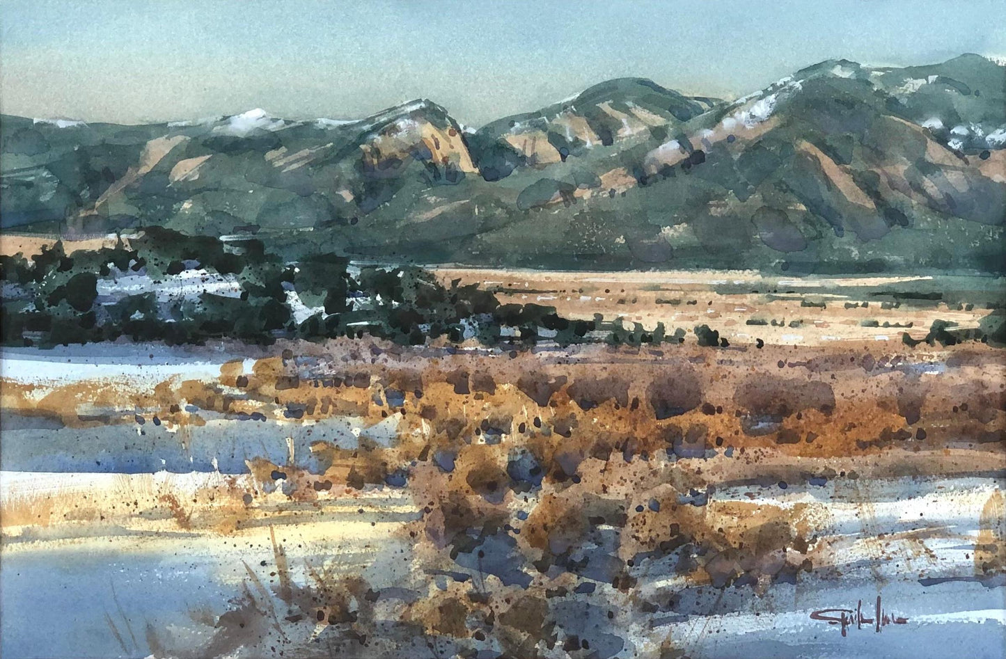 Spike Ress - Taos Mountain From Llano 14" x 21"