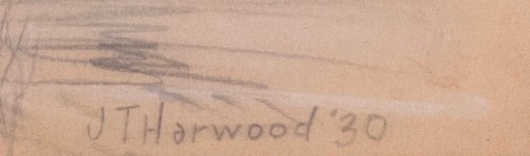 James Taylor Harwood - Untitled (Tree and Barn Scene) 10.5" x 13.5"