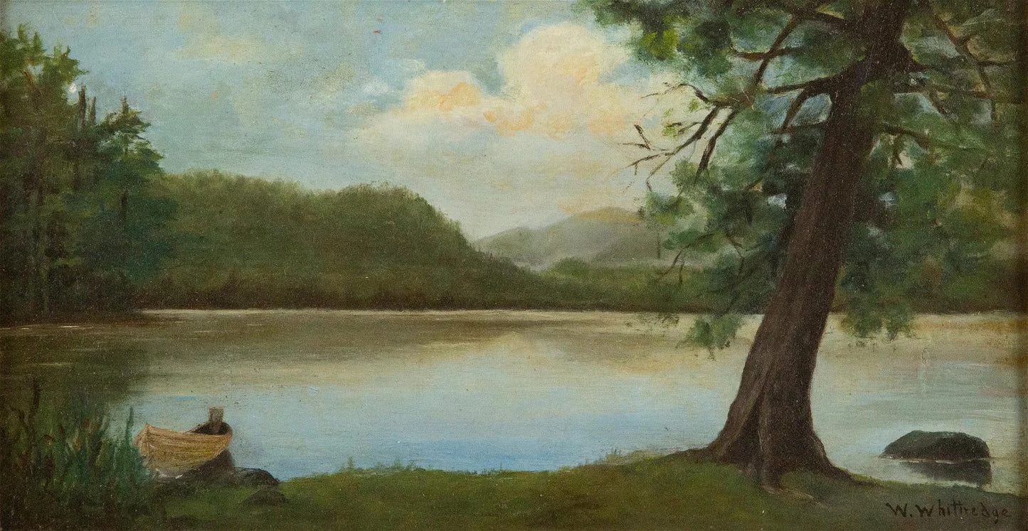 Thomas Worthington Whittredge - Untitled (River Scene) 8" x 15"