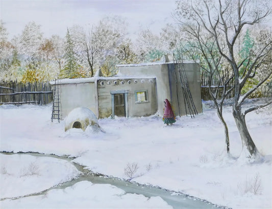 Alfreda Beartrack-Algeo - Winter Adobe 32" x 40"